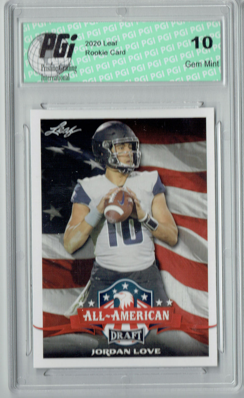 Jordan Love Rookie Card Green Bay PGI 10 Gem Mint Football Trading Card 2020 Leaf Draft Football #11 Gem Mint