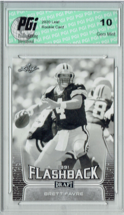 Brett Favre 2020 Leaf Draft Football #100 Flashback Rookie Card PGI 10