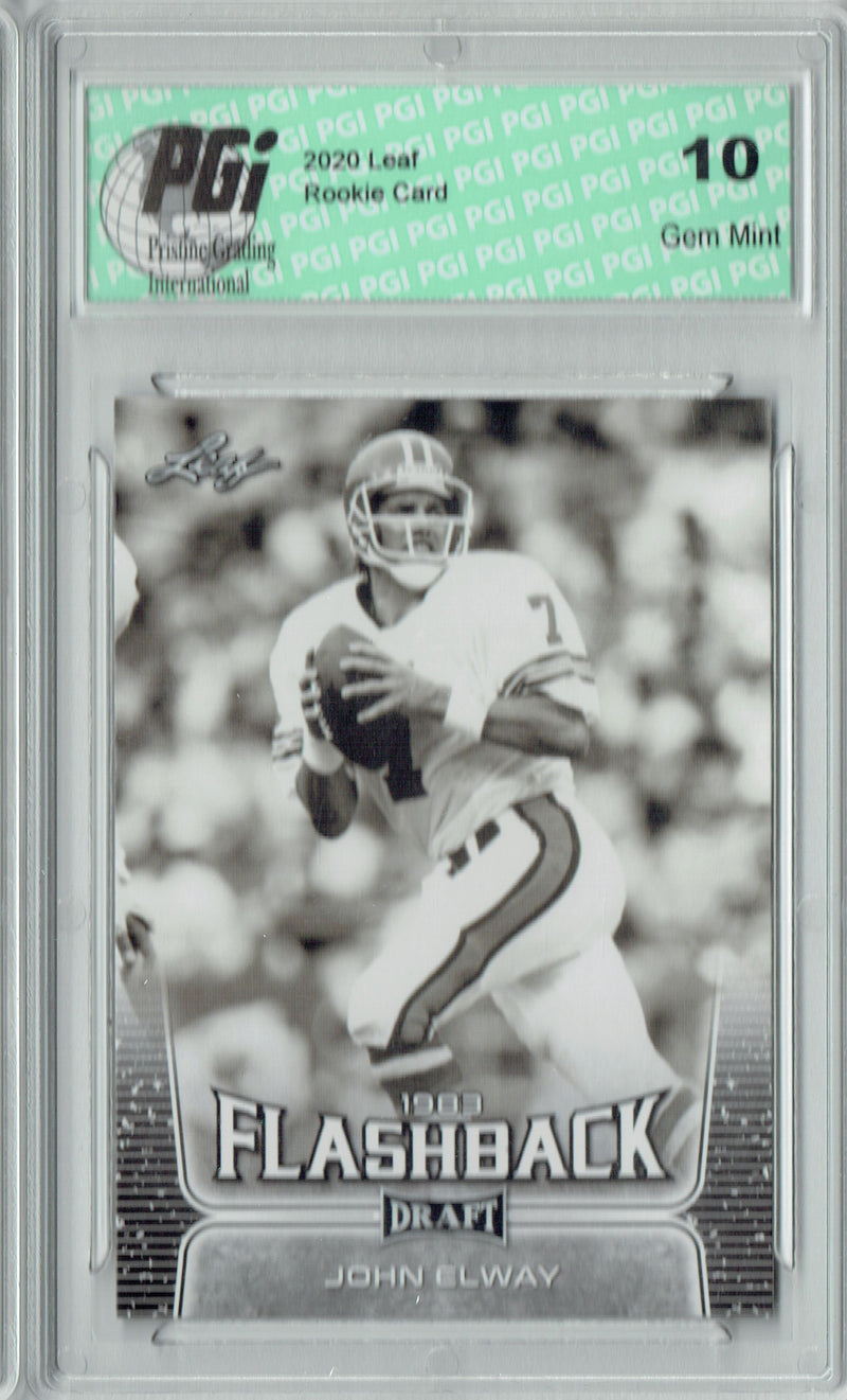 John Elway Rookie Card Denver PGI 10 Gem Mint Football Trading Card 2020 Leaf Draft Football #93 Flashback