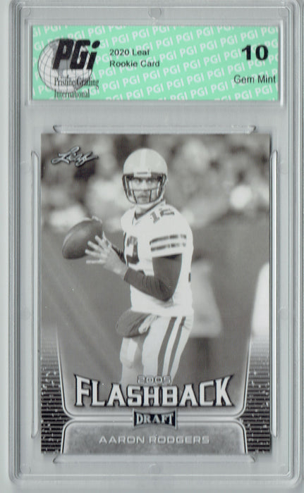 Aaron Rodgers 2020 Leaf Draft Football #91 Flashback Rookie Card PGI 10