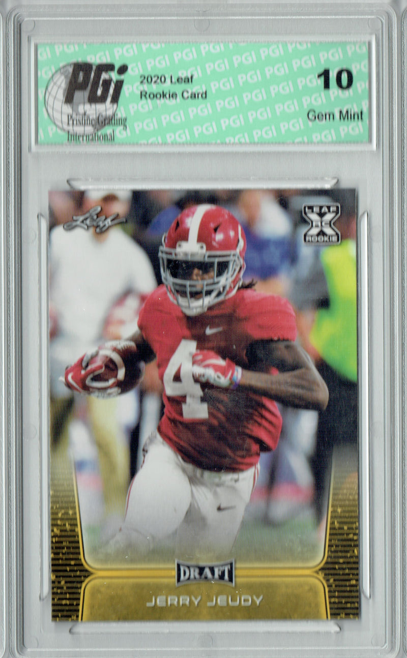 Jerry Jeudy Rookie Card Denver PGI 10 Gem Mint Football Trading Card 2020 Leaf Draft Gold #4 Gem Mint