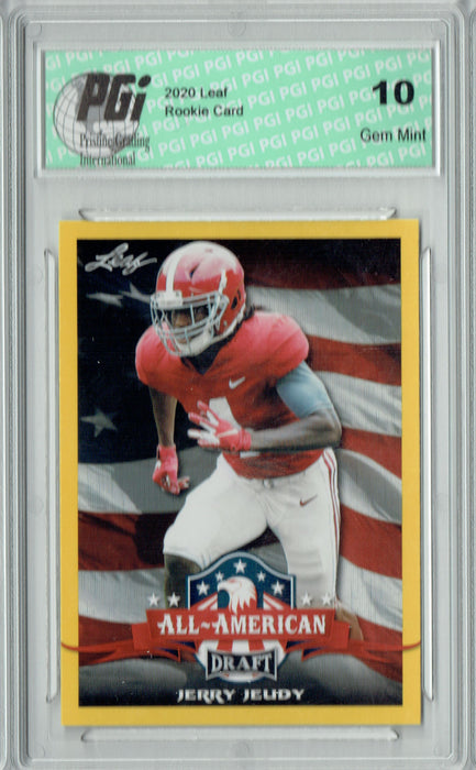 Jerry Jeudy 2020 Leaf Draft Gold #64 All-American Rookie Card PGI 10