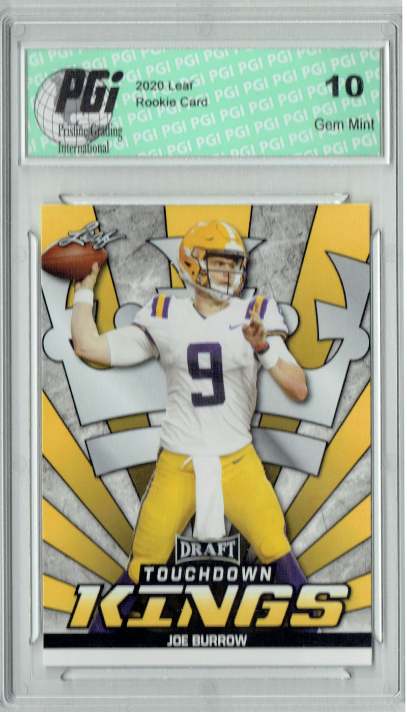 Joe Burrow Rookie Card Cincinnati PGI 10 Gem Mint Football Trading Card 2020 Leaf Draft Gold #85 Touchdown Kings