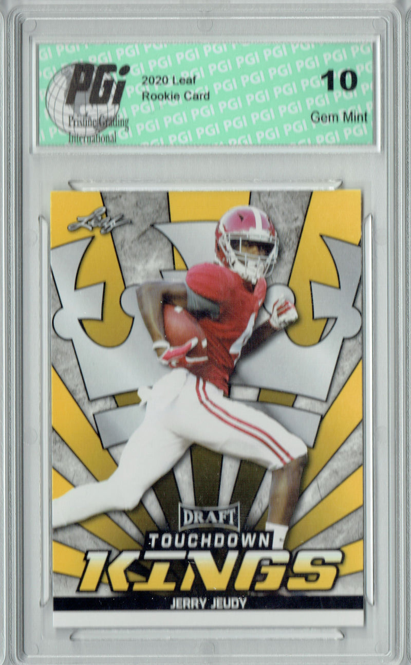Jerry Jeudy Rookie Card Denver PGI 10 Gem Mint Football Trading Card 2020 Leaf Draft Gold #84 Touchdown Kings
