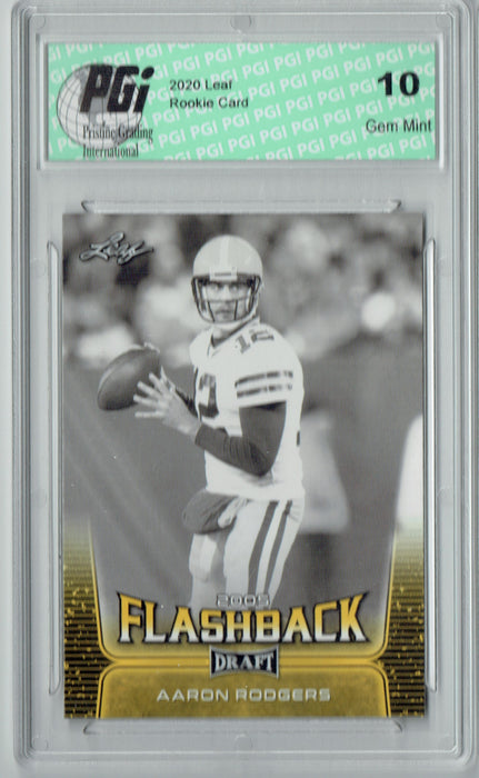 Aaron Rodgers 2020 Leaf Draft Gold #91 Flashback Rookie Card PGI 10