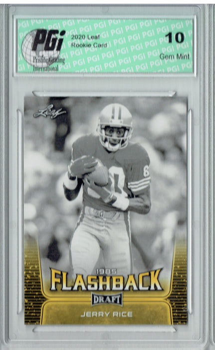 Jerry Rice 2020 Leaf Draft Gold #99 Flashback Rookie Card PGI 10