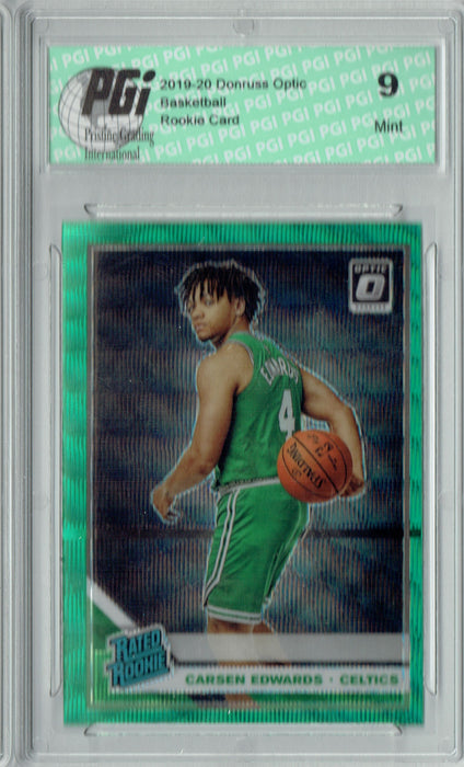 Carsen Edwards 2019 Optic #196 Fanatics Green Wave SP Rookie Card PGI 9