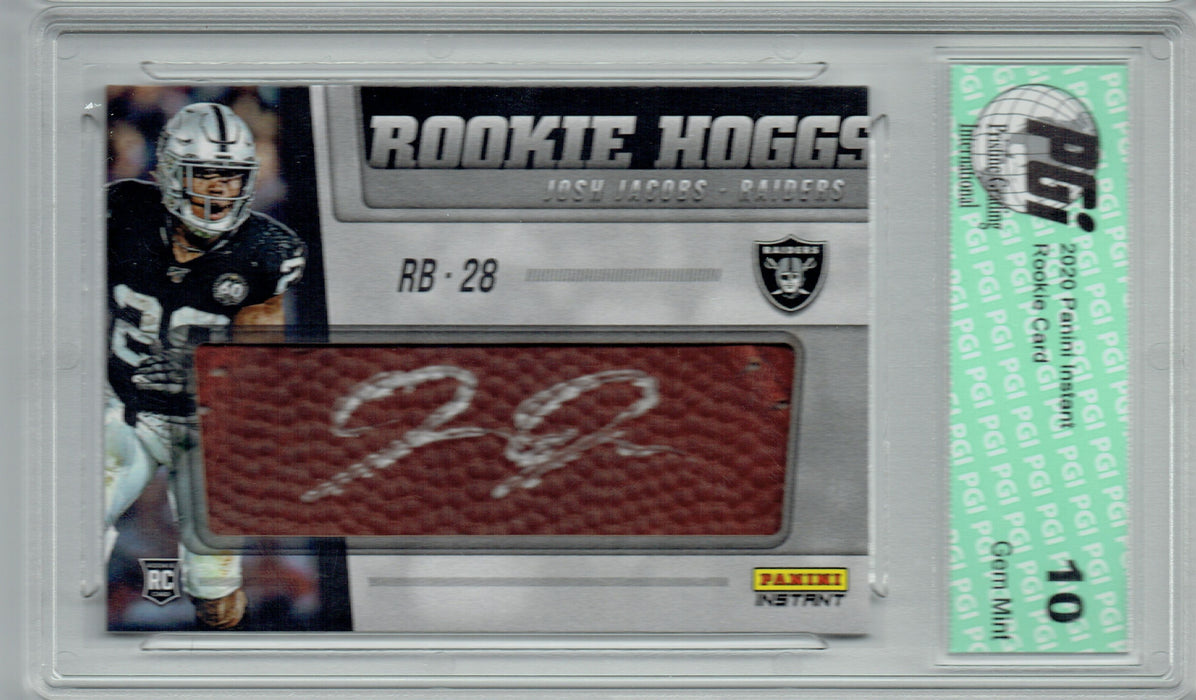 Josh Jacobs 2019 Panini Instant RH-7 Rookie Hoggs Auto 5 Made Rookie Card PGI 10