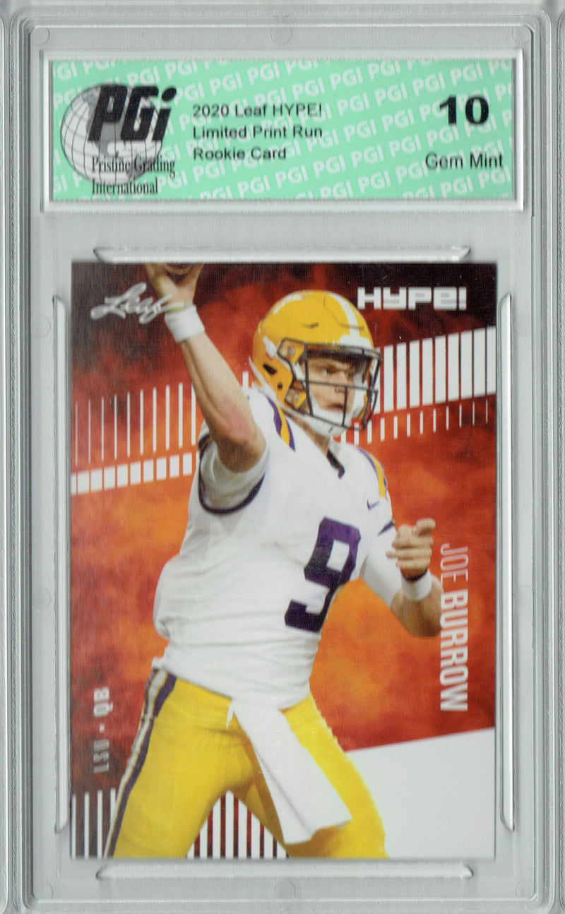 Joe Burrow Rookie Card Cincinnati PGI 10 Gem Mint Football Trading Card 2020 Leaf HYPE! #30A Only 5000 Made