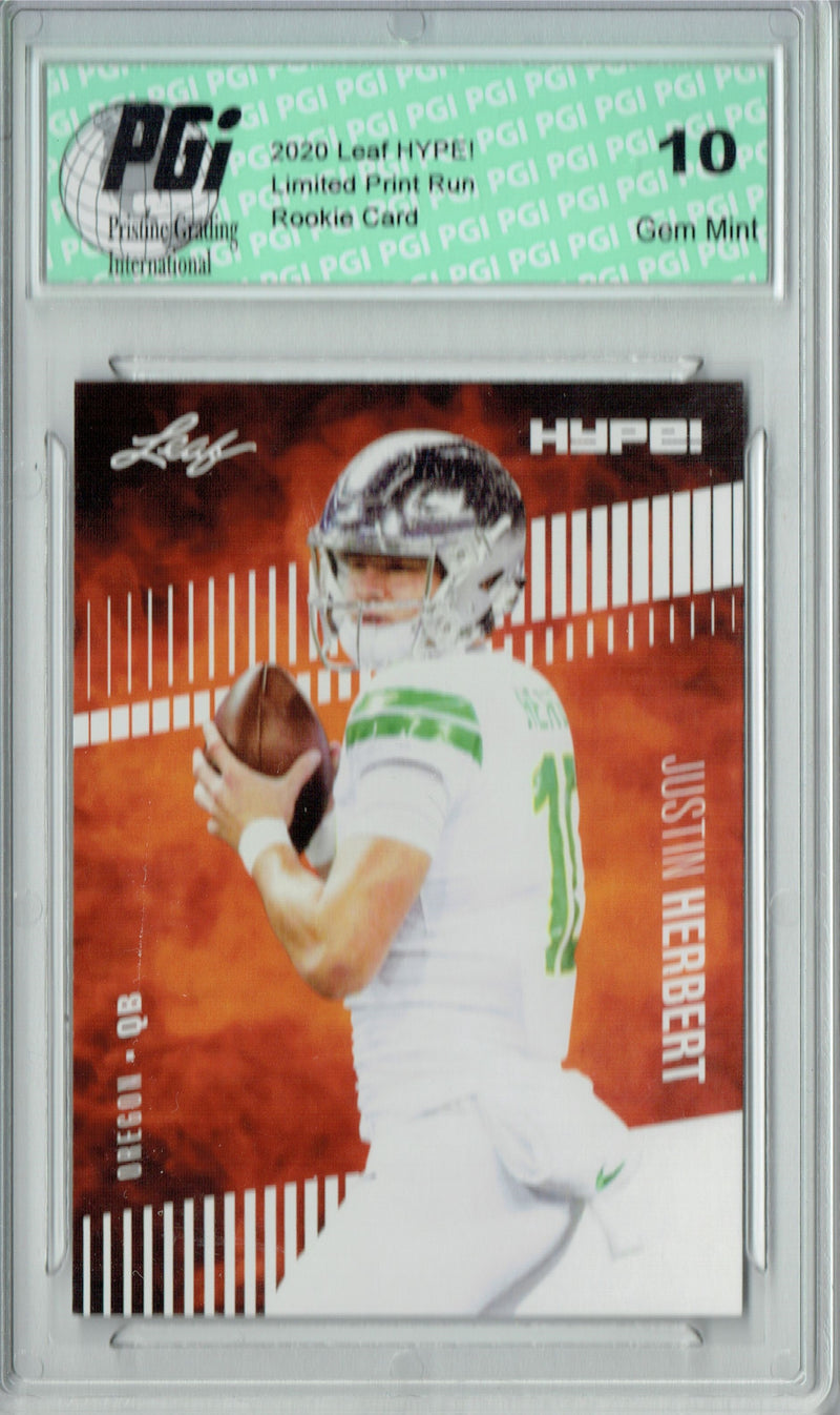 Justin Herbert Rookie Card Los Angeles PGI 10 Gem Mint Football Trading Card 2020 Leaf HYPE! #27 Only 5000 Made