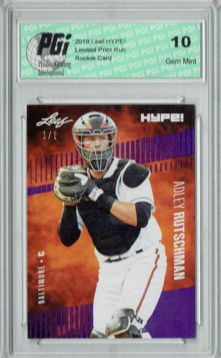 Adley Rutschman 2019 Leaf HYPE! #24 Purple Blank Back 1 of 1 Rookie Card PGI 10