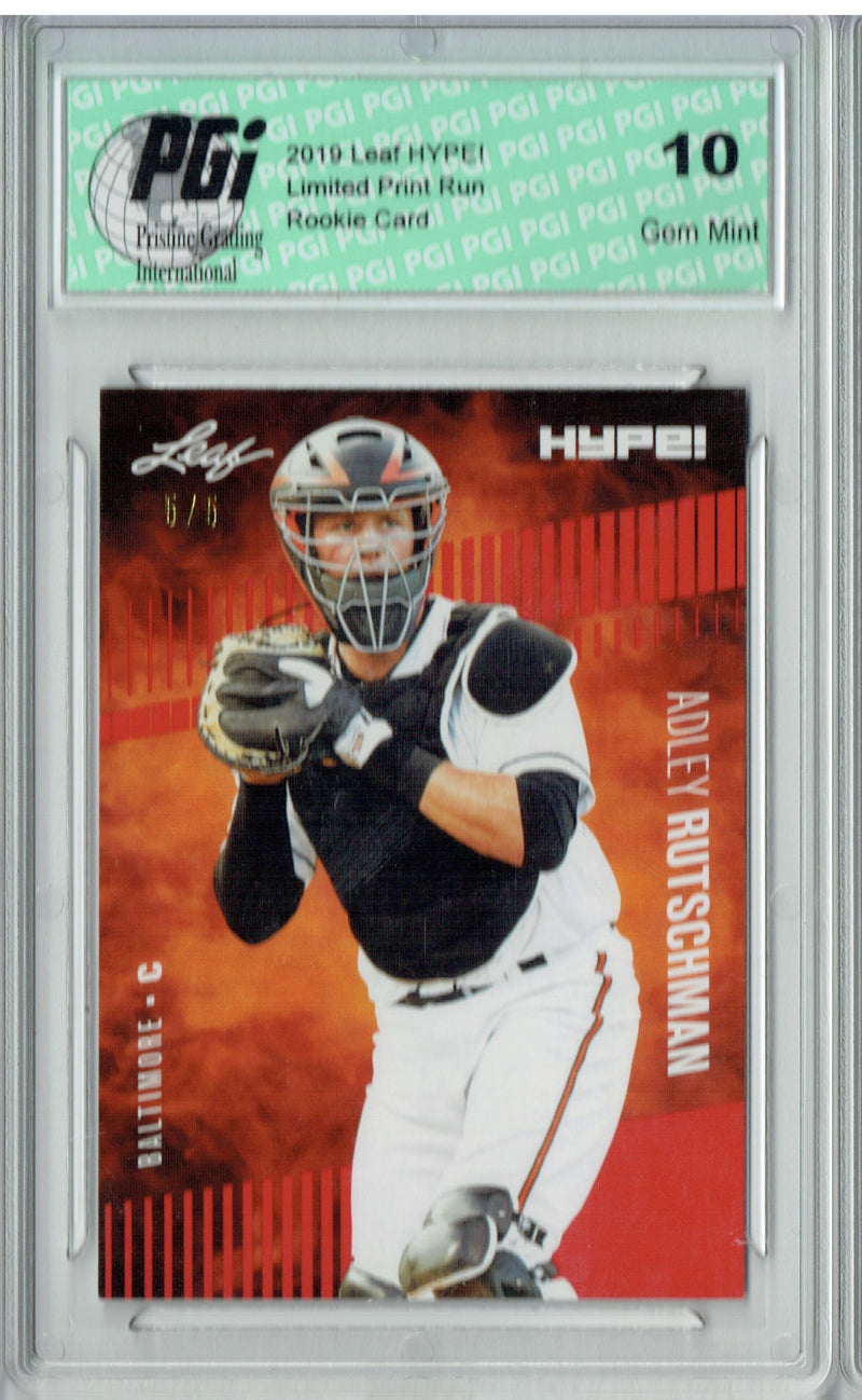 Adley Rutschman 2019 Leaf HYPE #24 Red SP, Limited to 5 Made Rookie Card PGI 10