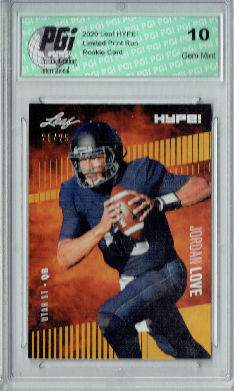 Jordan Love Rookie Card Green Bay PGI 10 Gem Mint Football Trading Card 2020 Leaf HYPE! #33 Gold SP, Only 25 Made