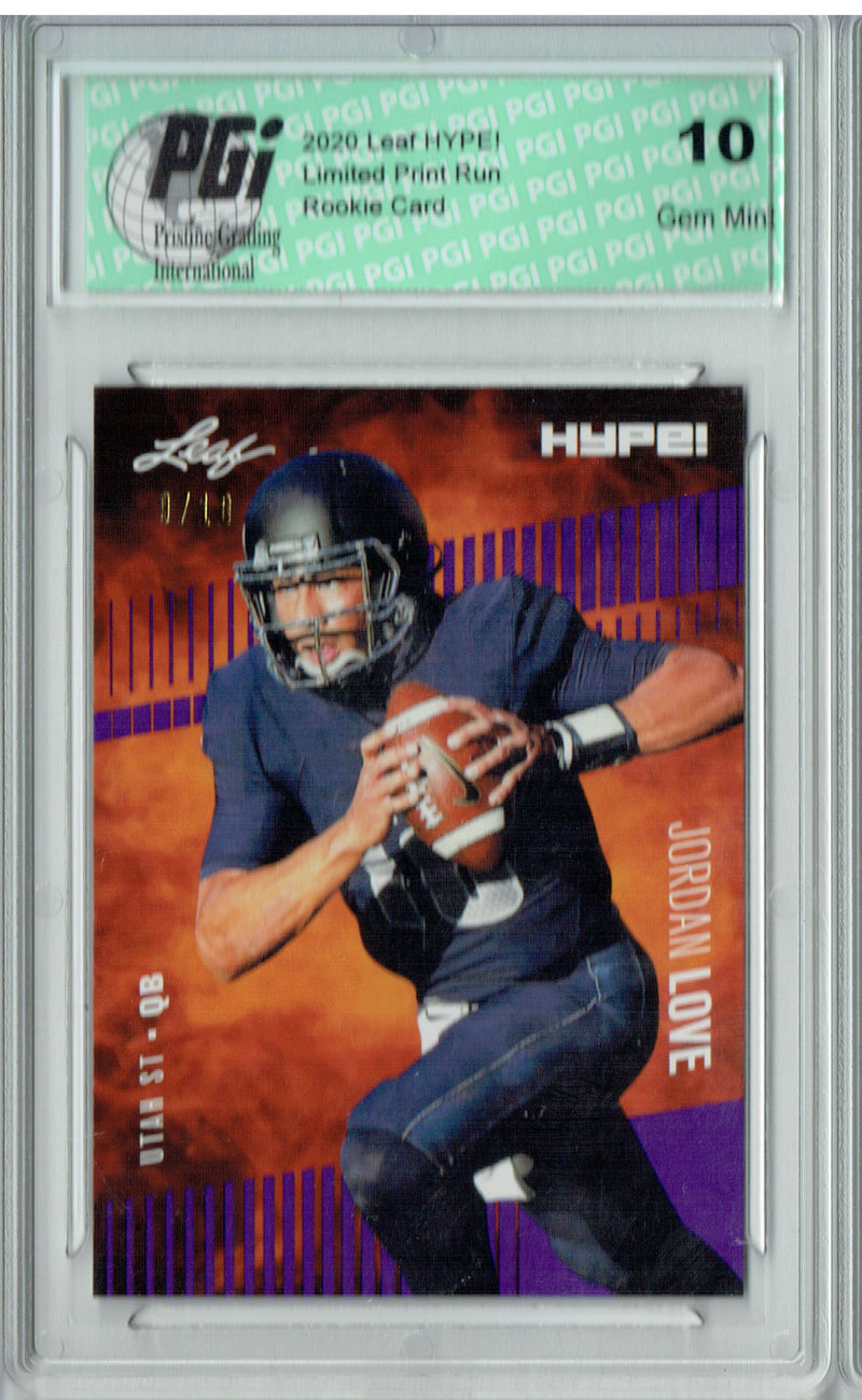 Jordan Love Rookie Card Green Bay PGI 10 Gem Mint Football Trading Card 2020 Leaf HYPE! #33 Purple SP, Just 10 Made