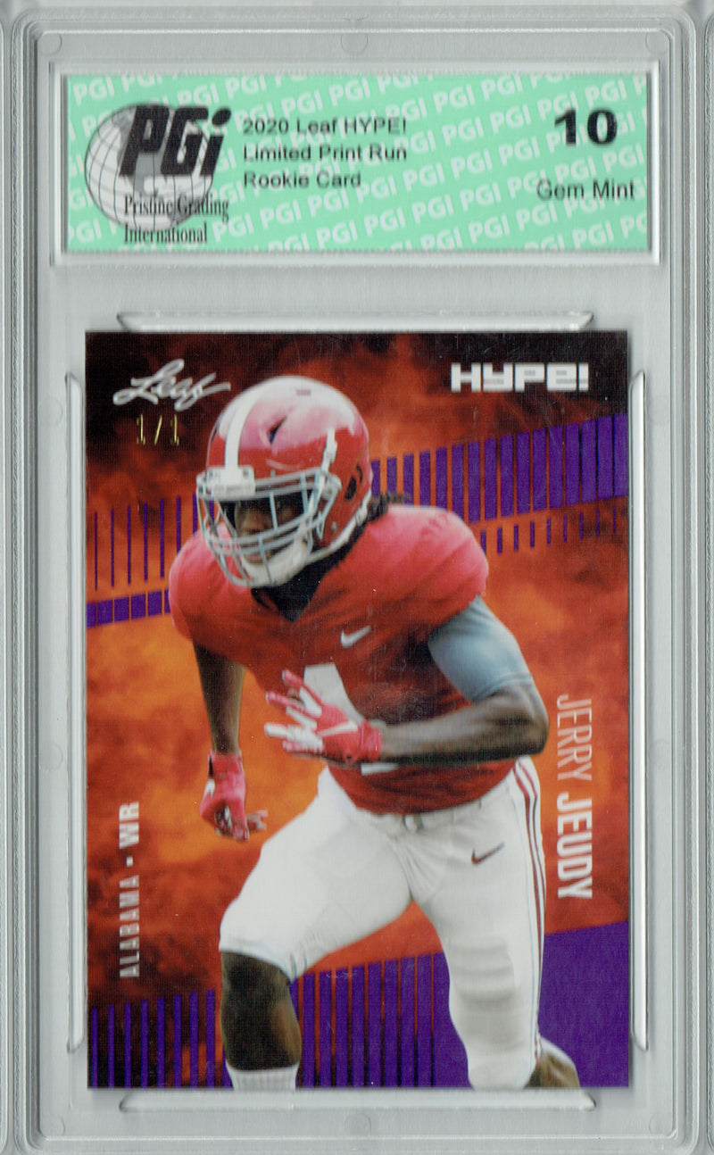 Jerry Jeudy Rookie Card Denver PGI 10 Gem Mint Football Trading Card 2020 Leaf HYPE! #31 Purple Blank Back 1 of 1