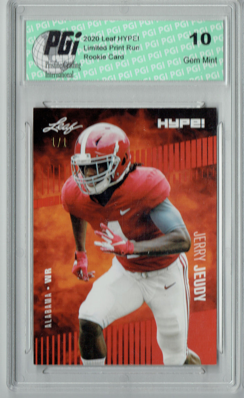 Jerry Jeudy Rookie Card Denver PGI 10 Gem Mint Football Trading Card 2020 Leaf HYPE! #31 Masterpiece True 1 of 1