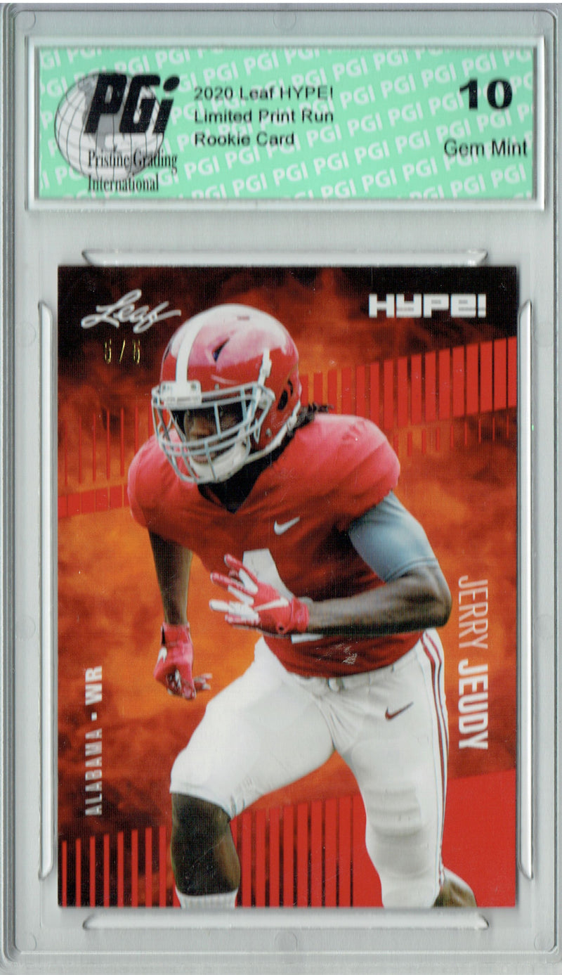 Jerry Jeudy Rookie Card Denver PGI 10 Gem Mint Football Trading Card 2020 Leaf HYPE! #31 Red SP, Limited to 5 Made