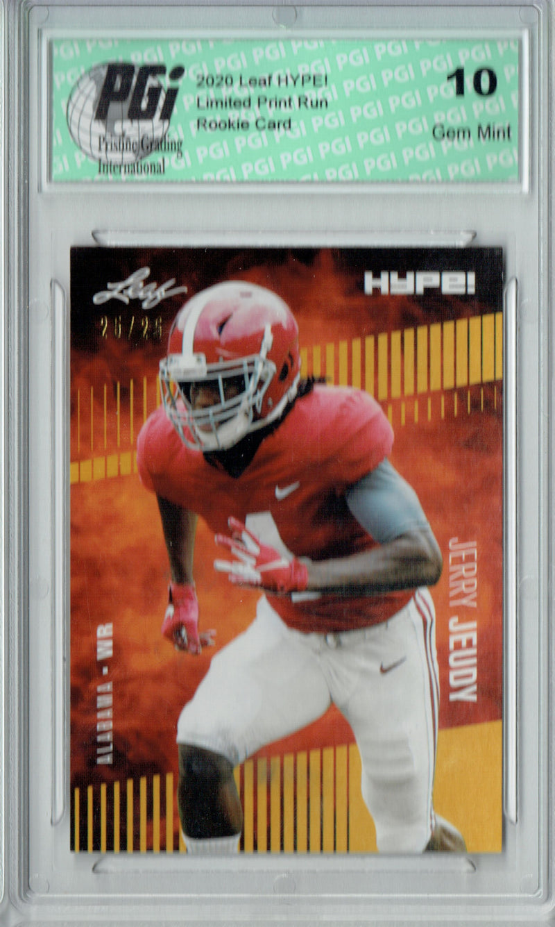 Jerry Jeudy Rookie Card Denver PGI 10 Gem Mint Football Trading Card 2020 Leaf HYPE! #31 Gold SP, Only 25 Made