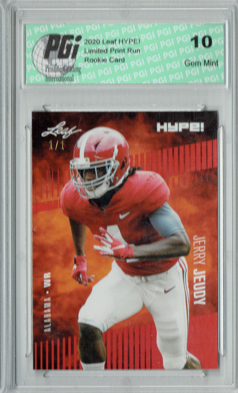 Jerry Jeudy Rookie Card Denver PGI 10 Gem Mint Football Trading Card 2020 Leaf HYPE! #31 Orange Blank Back 1 of 1