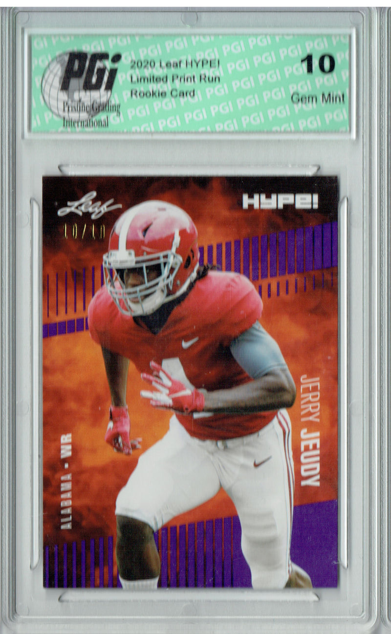 Jerry Jeudy Rookie Card Denver PGI 10 Gem Mint Football Trading Card 2020 Leaf HYPE! #31 Purple SP, Just 10 Made