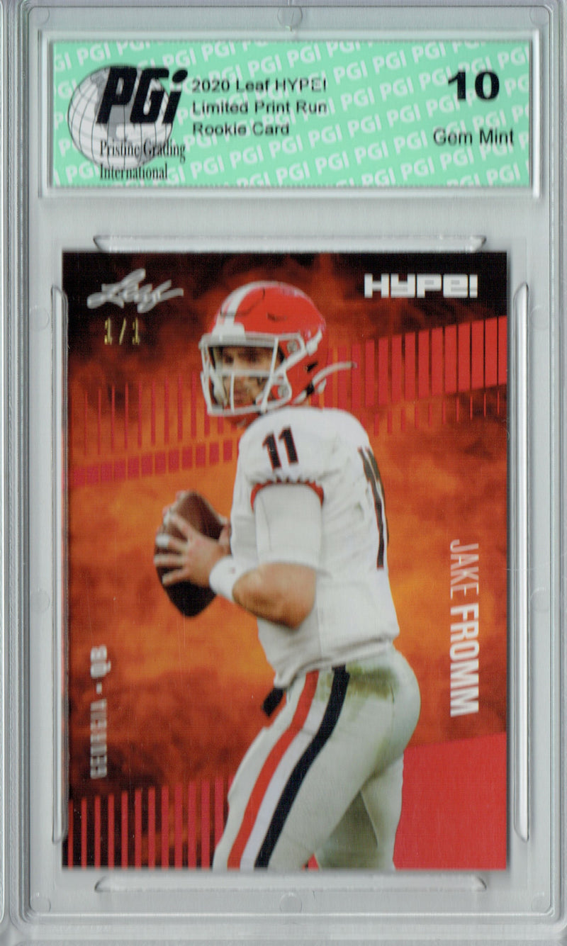 Jake Fromm Rookie Card Buffalo PGI 10 Gem Mint Football Trading Card 2020 Leaf HYPE! #34 Orange Blank Back 1 of 1