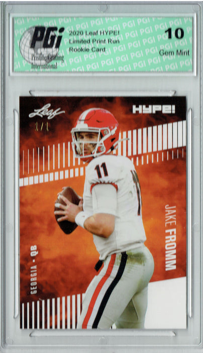 Jake Fromm 2020 Leaf HYPE! #34 White Blank Back 1 of 1 Rookie Card PGI 10