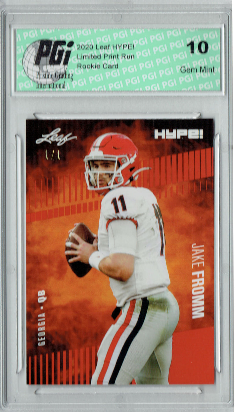 Jake Fromm Rookie Card Buffalo PGI 10 Gem Mint Football Trading Card 2020 Leaf HYPE! #34 Masterpiece True 1 of 1
