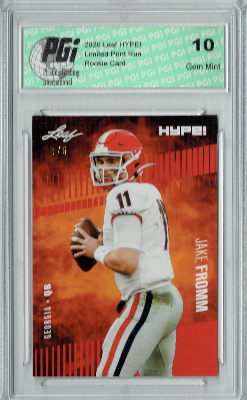 Jake Fromm Rookie Card Buffalo PGI 10 Gem Mint Football Trading Card 2020 Leaf HYPE! #34 Red SP, Limited to 5 Made