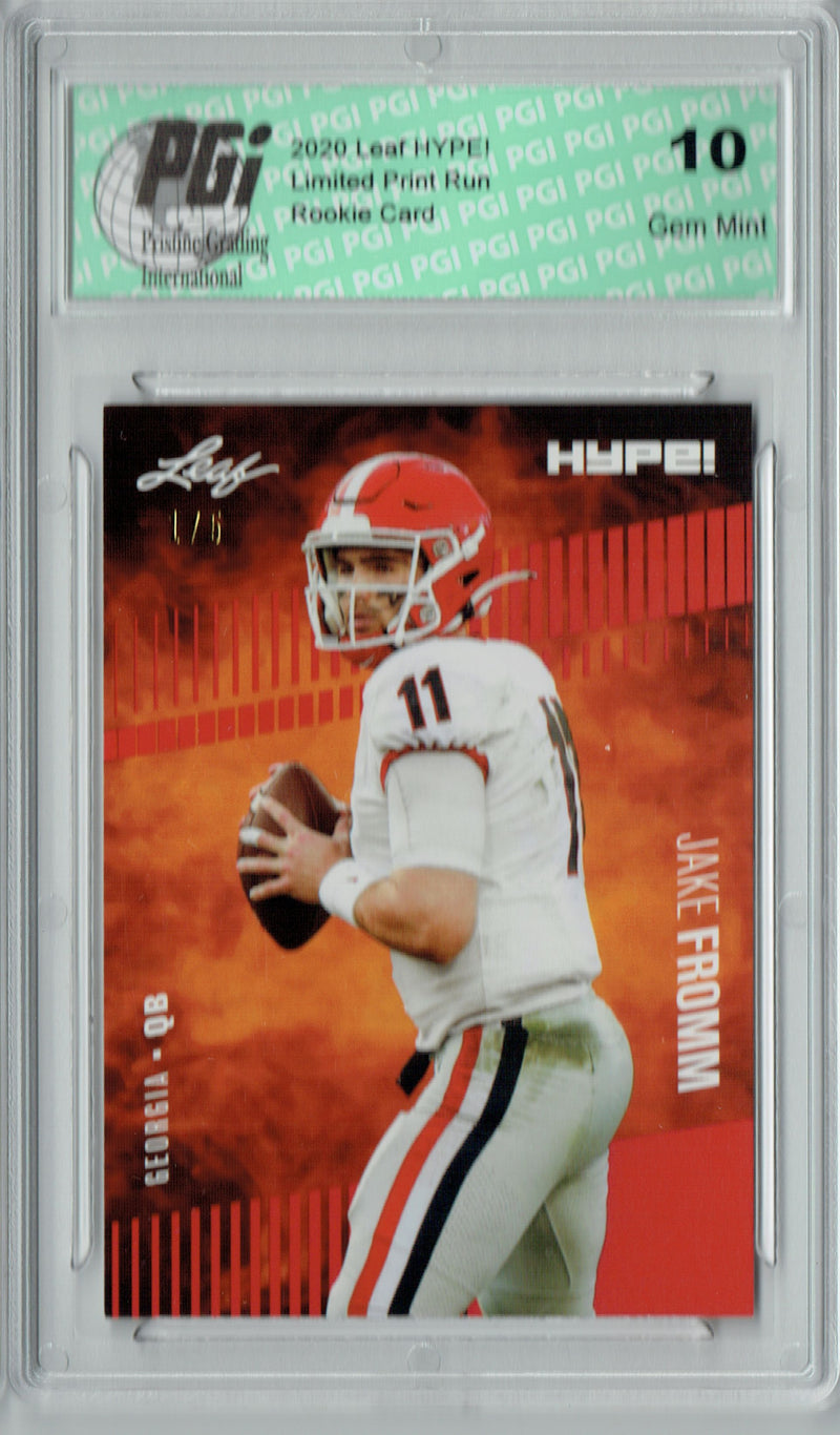Jake Fromm Rookie Card Buffalo PGI 10 Gem Mint Football Trading Card 2020 Leaf HYPE! #34 Red Blank Back 1 of 1