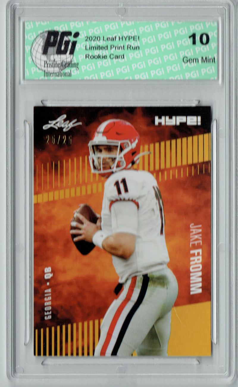 Jake Fromm Rookie Card Buffalo PGI 10 Gem Mint Football Trading Card 2020 Leaf HYPE! #34 Gold SP, Only 25 Made