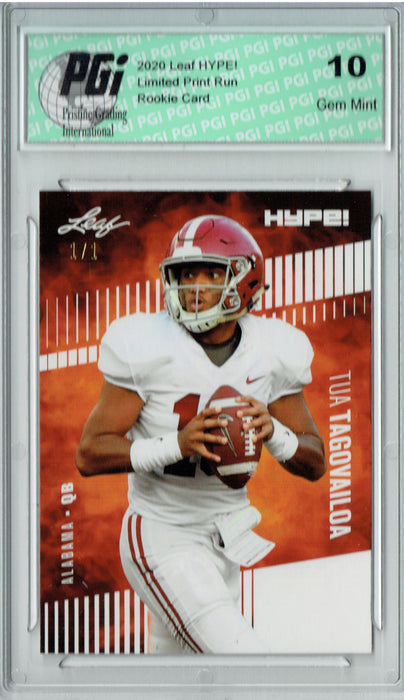 Tua Tagovailoa 2020 Leaf HYPE! #29a White Blank Back 1 of 1 Rookie Card PGI 10