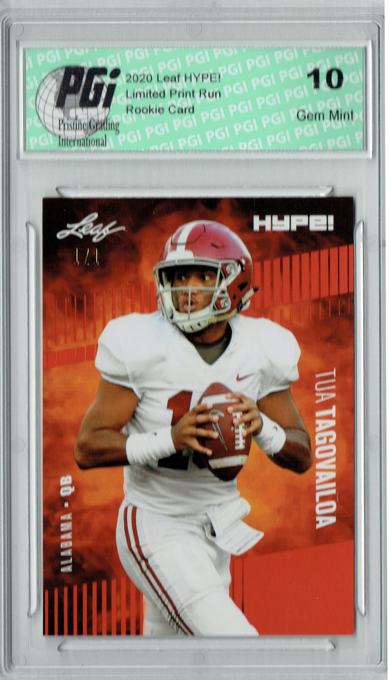 Tua Tagovailoa Rookie Card Miami PGI 10 Gem Mint Football Trading Card 2020 Leaf HYPE! #29a Red Blank Back 1 of 1