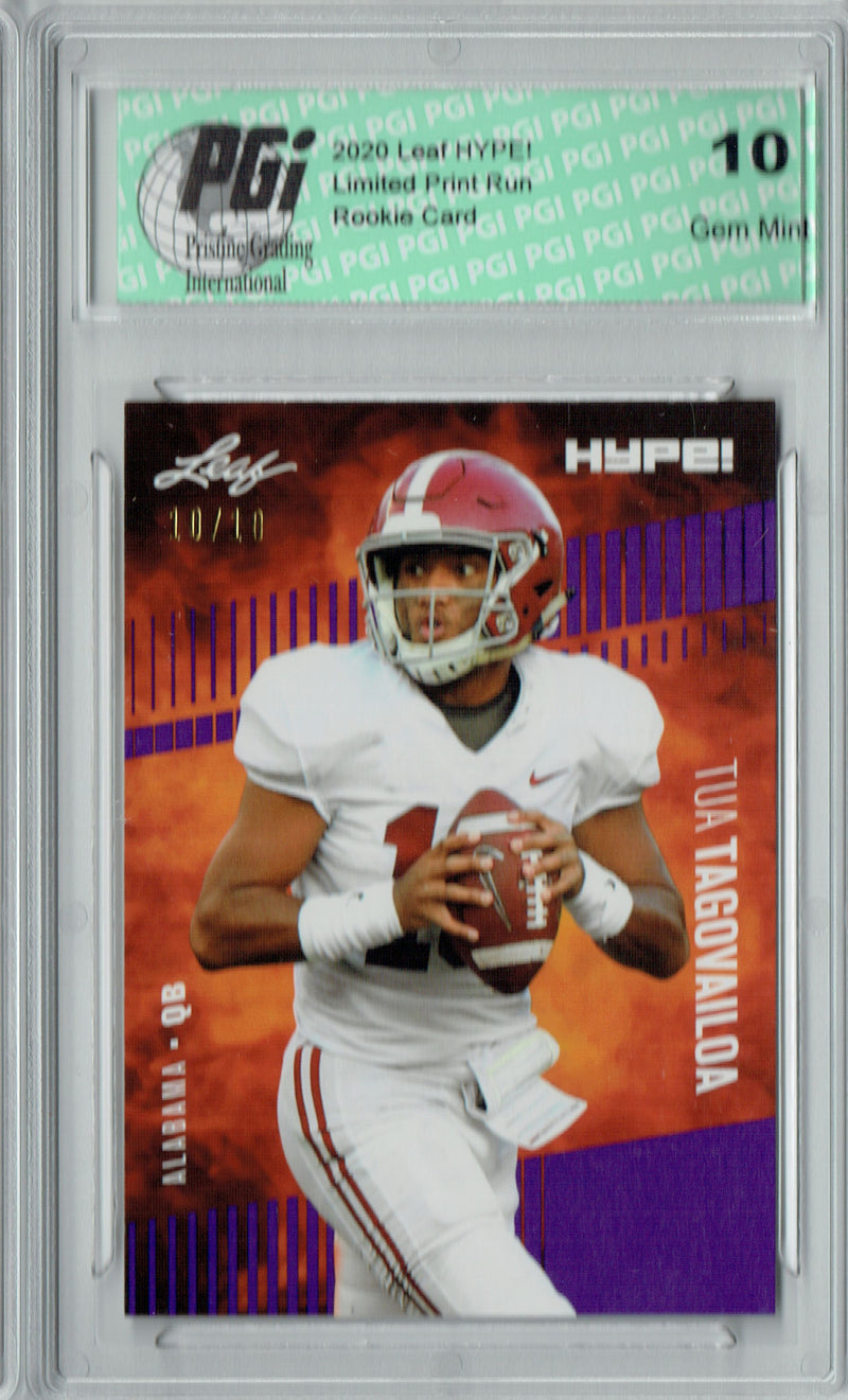 Tua Tagovailoa Rookie Card Miami PGI 10 Gem Mint Football Trading Card 2020 Leaf HYPE! #29a Purple SP, Just 10 Made