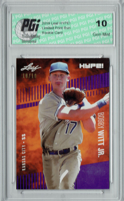 Bobby Witt Jr. 2019 Leaf HYPE! #25 Purple SP, Just 10 Made Rookie Card PGI 10