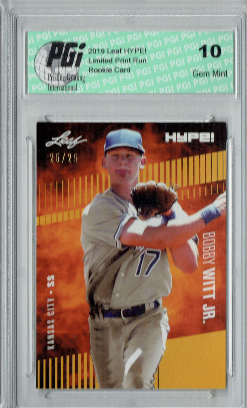 Bobby Witt Jr. 2019 Leaf HYPE #24 Gold SP, Only 25 Made Rookie Card PGI 10