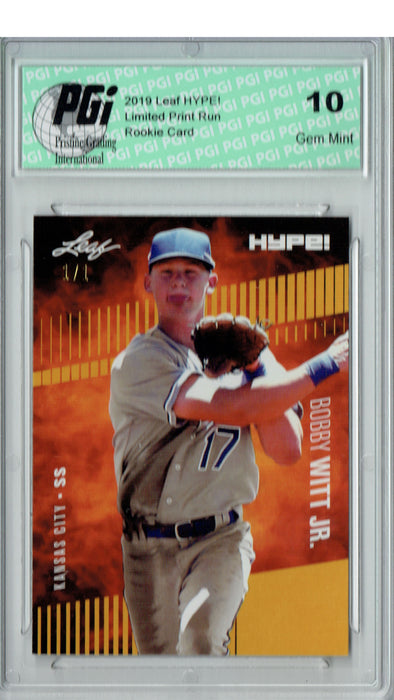 Bobby Witt Jr. 2019 Leaf HYPE! #25 Gold Blank Back 1 of 1 Rookie Card PGI 10