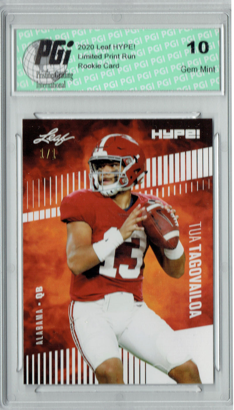 Tua Tagovailoa Rookie Card Miami PGI 10 Gem Mint Football Trading Card 2020 Leaf HYPE! #29 White Blank Back 1 of 1