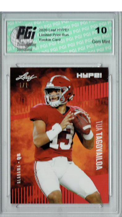 Tua Tagovailoa 2020 Leaf HYPE! #29 Red Blank Back 1 of 1 Rookie Card PGI 10