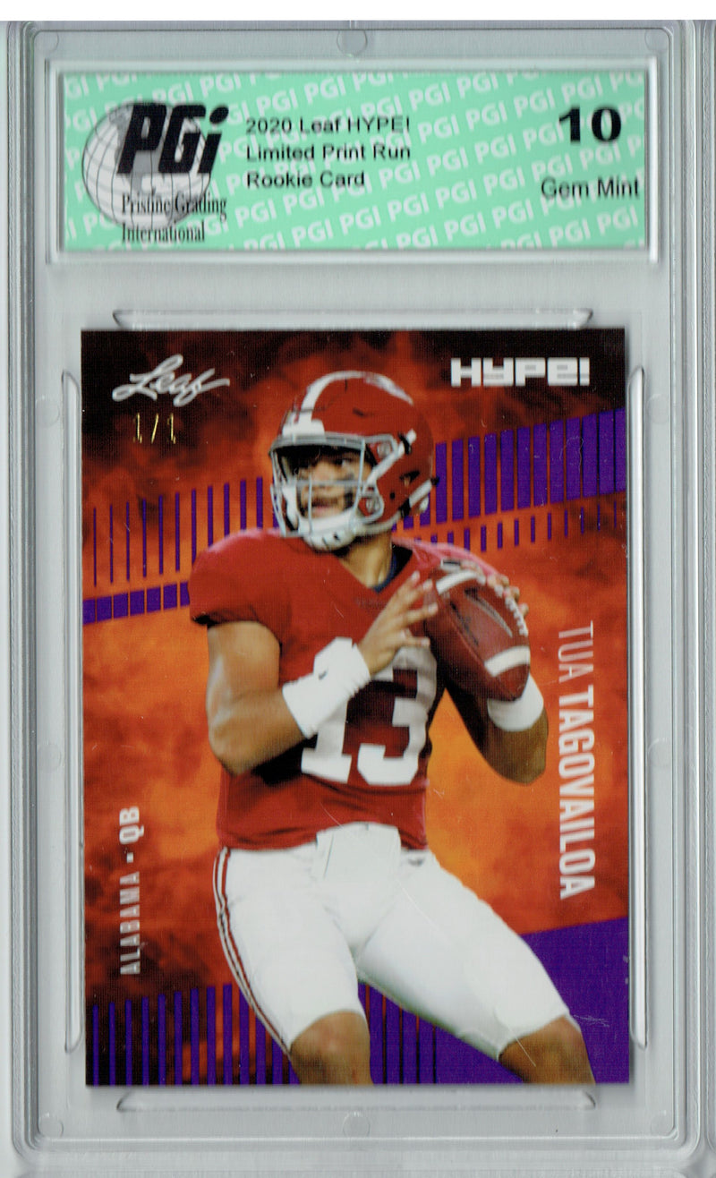 Tua Tagovailoa Rookie Card Miami PGI 10 Gem Mint Football Trading Card 2020 Leaf HYPE! #29 Purple Blank Back 1 of 1