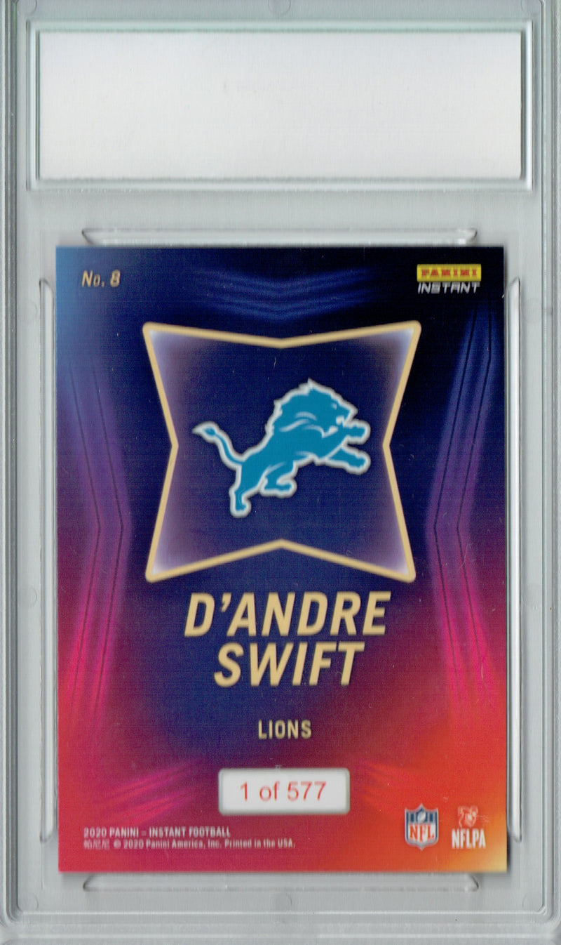 D'Andre Swift 2020 Panini Instant #8 Draft 577 Made Rookie Card PGI 10
