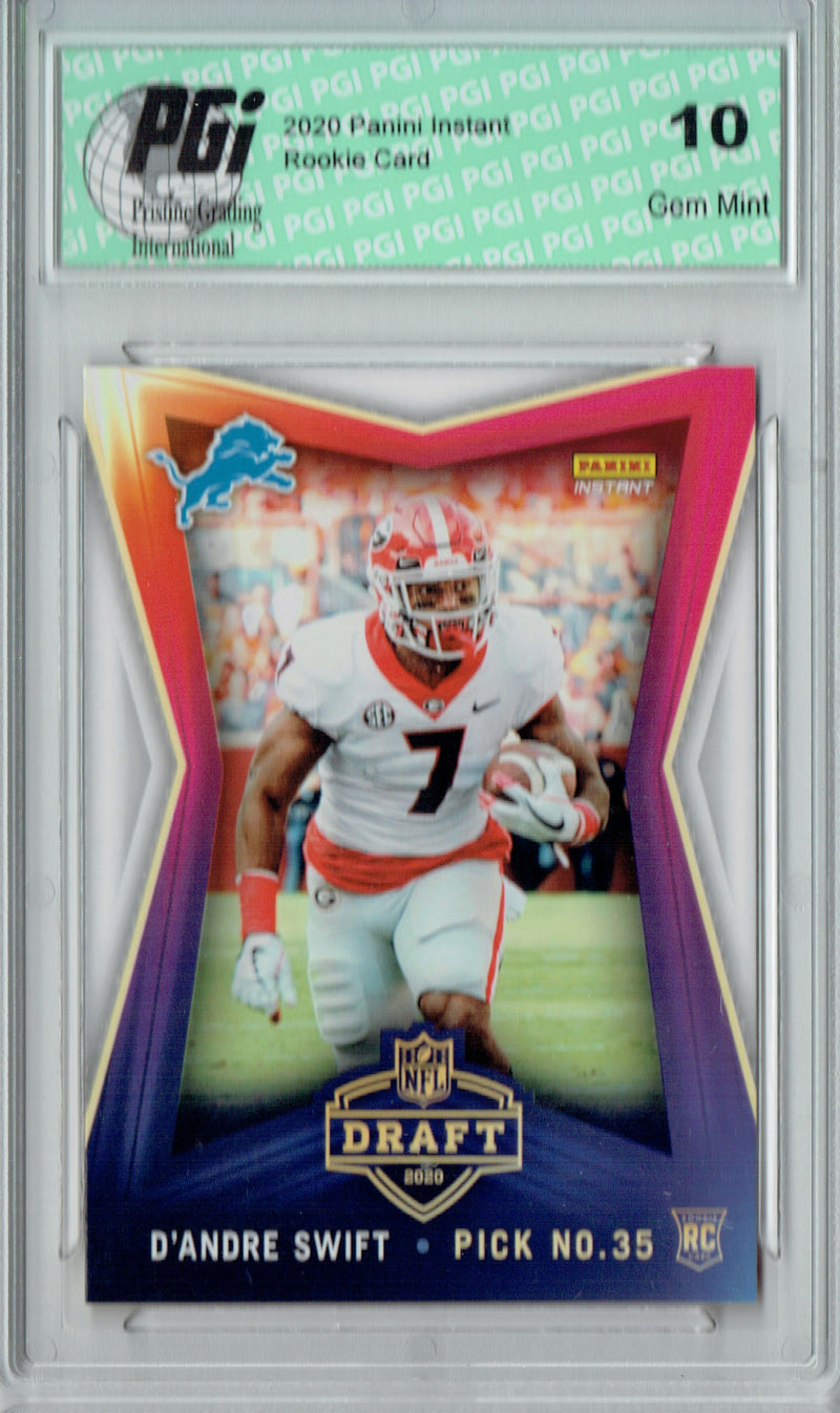 D'Andre Swift 2020 Panini Instant #8 Draft 577 Made Rookie Card PGI 10
