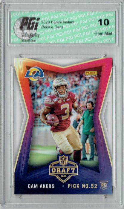 Cam Akers 2020 Panini Instant #12 NFL Draft 530 Made Rookie Card PGI 10