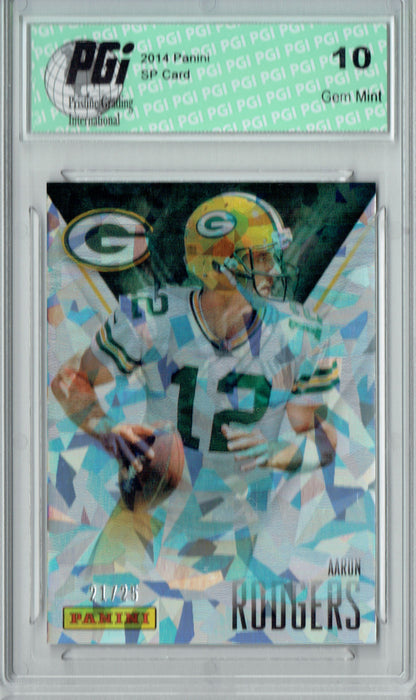 Aaron Rodgers 2016 Panini #12 Cracked Ice 25 Made Card PGI 10