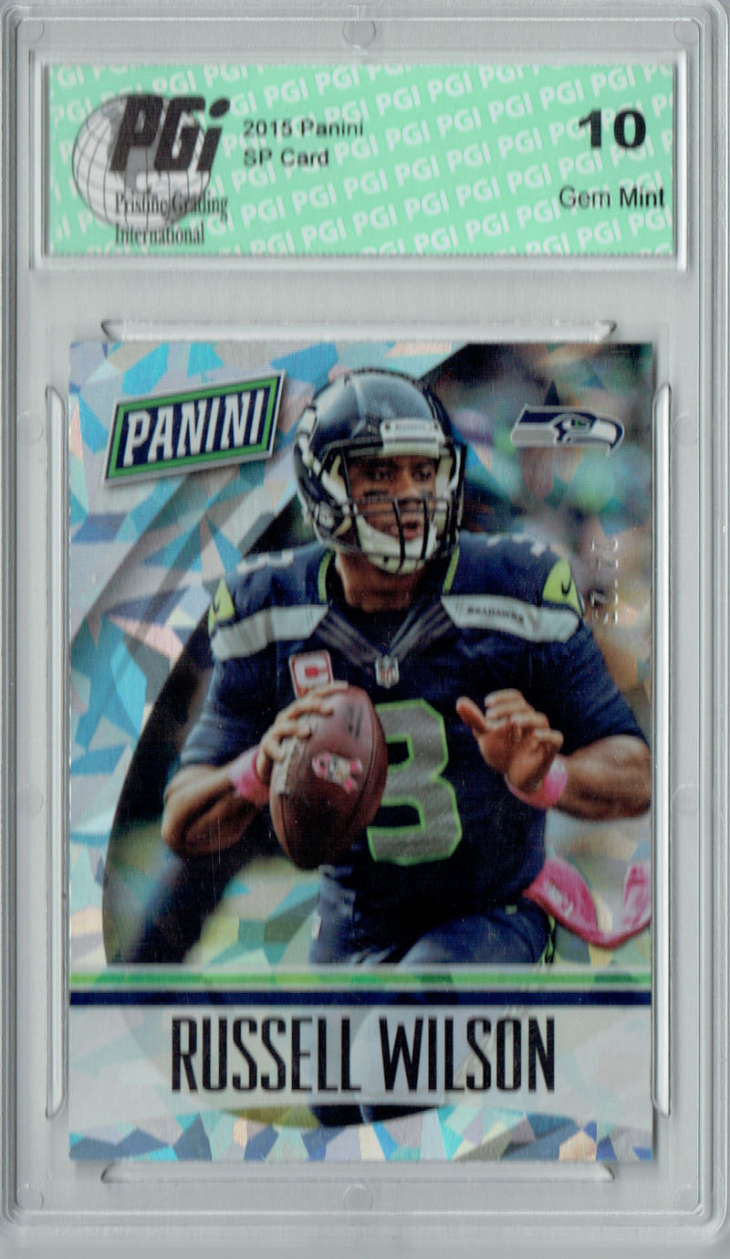 Russell Wilson 2015 Panini #16 Cracked Ice 25 Made Card PGI 10