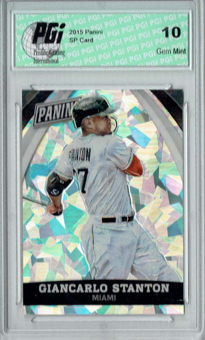 Giancarlo Stanton 2015 Panini #74 Cracked Ice 25 Made Card PGI 10