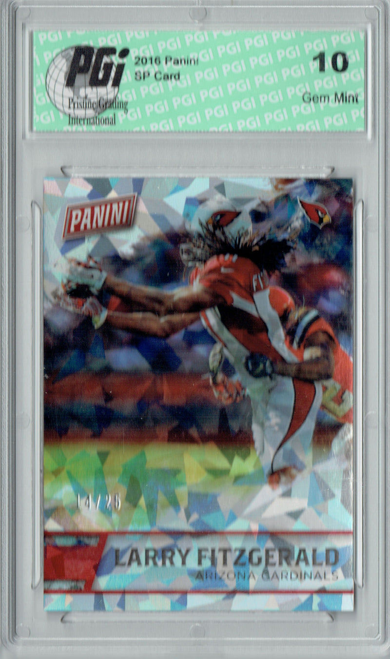 Larry Fitzgerald 2016 Panini #4 Cracked Ice 25 Made Card PGI 10