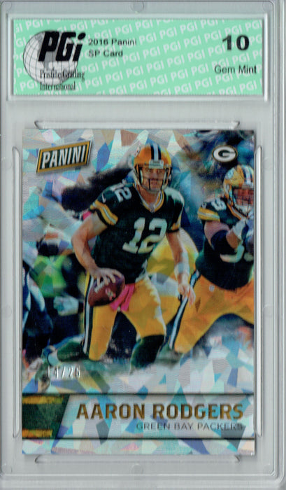 Aaron Rodgers 2016 Panini #11 Cracked Ice 25 Made Card PGI 10