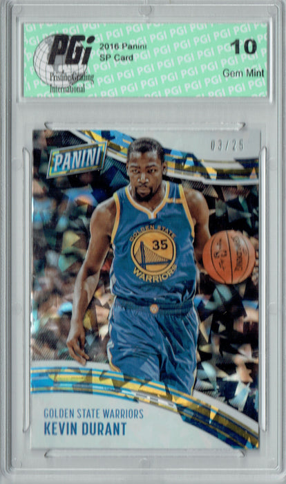 Kevin Durant 2016 Panini #1 Cracked Ice 25 Made Card PGI 10