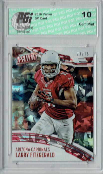 Larry Fitzgerald 2016 Panini #17 Cracked Ice 25 Made Card PGI 10