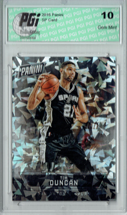 Tim Duncan 2016 Panini #15 Cracked Ice 25 Made Card PGI 10